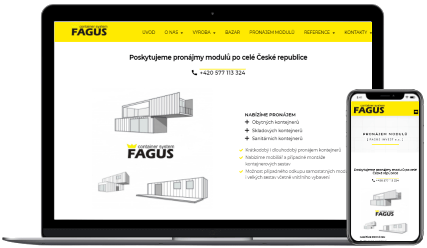 Reference tvorby webu na míru FAGUS - WebToo